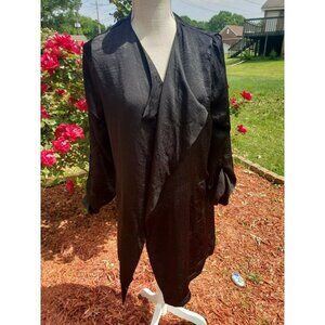 Bobeau Open Jacket Cardigan Black Large Shimmer Boho Shabby Chic